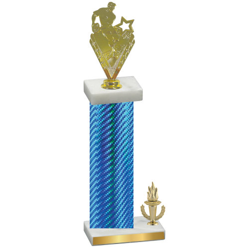 Accented Single Blue Carbon Fiber Victory Rugby Trophy