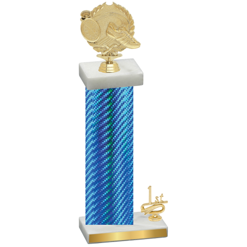 Accented Single Blue Carbon Fiber First Place Running Trophy