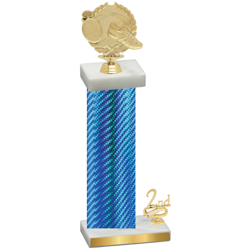 Accented Single Blue Carbon Fiber Second Place Running Trophy