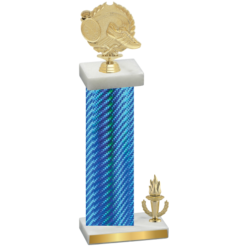 Accented Single Blue Carbon Fiber Victory Running Trophy