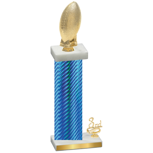 Accented Single Blue Carbon Fiber Third Place Football Trophy