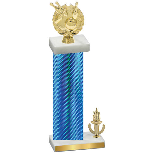 Accented Single Blue Carbon Fiber Victory Bowling Trophy