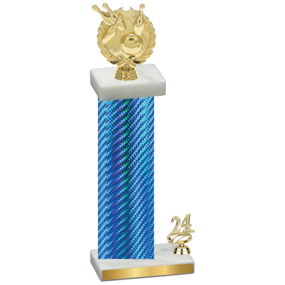 Accented Single Blue Carbon Fiber Year Bowling Trophy