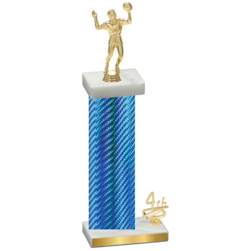 Accented Single Blue Carbon Fiber Fourth Place Volleyball Trophy