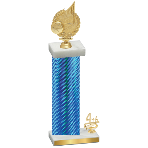 Accented Single Blue Carbon Fiber Fourth Place Volleyball Trophy