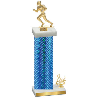 Accented Single Blue Carbon Fiber Third Place Football Trophy