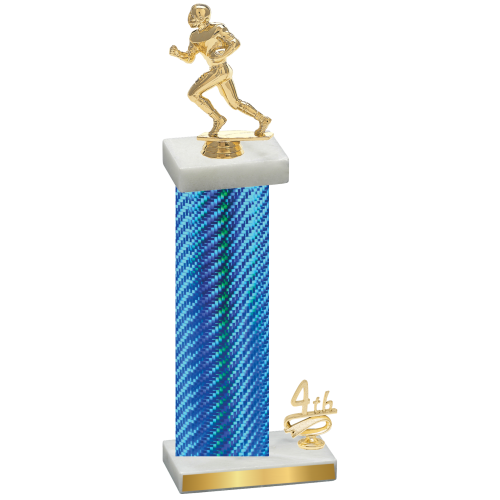 Accented Single Blue Carbon Fiber Fourth Place Football Trophy