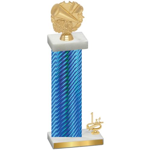 Accented Single Blue Carbon Fiber First Place Cheerleading Trophy