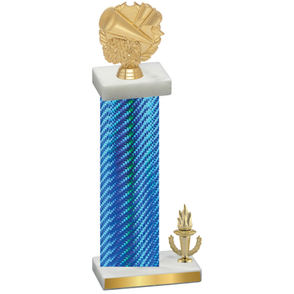 Accented Single Blue Carbon Fiber Victory Cheerleading Trophy