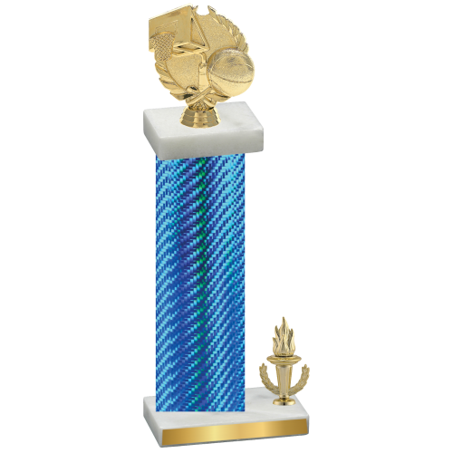 Accented Single Blue Carbon Fiber Victory Basketball Trophy