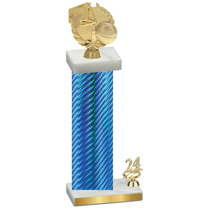 Accented Single Blue Carbon Fiber Year Basketball Trophy