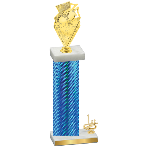 Accented Single Blue Carbon Fiber First Place Pickleball Trophy