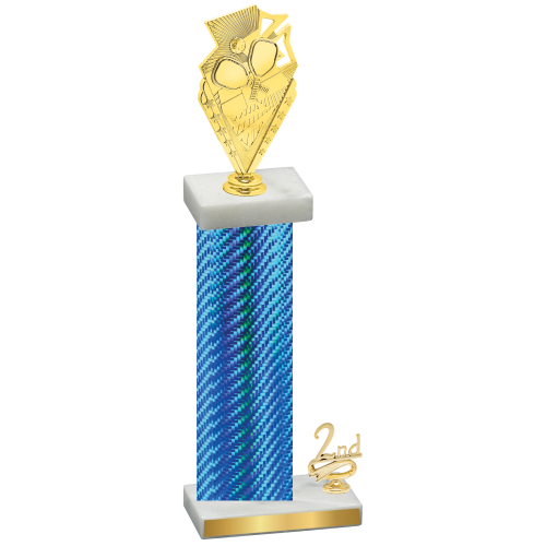 Accented Single Blue Carbon Fiber Second Place Pickleball Trophy