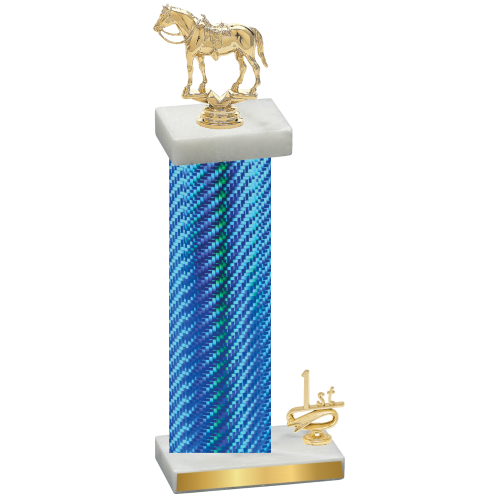 Accented Single Blue Carbon Fiber First Place Horses Trophy