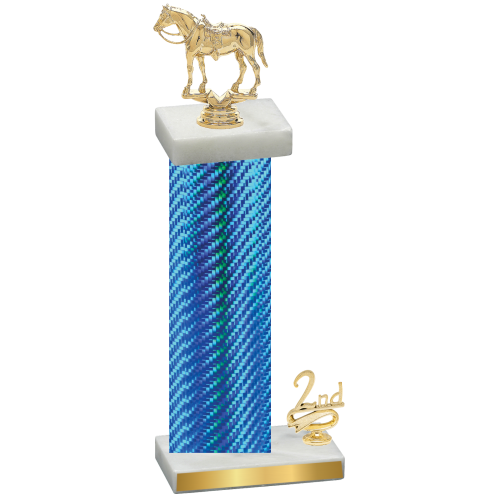 Accented Single Blue Carbon Fiber Second Place Horses Trophy