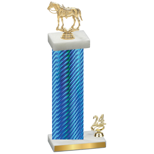 Accented Single Blue Carbon Fiber Year Horses Trophy