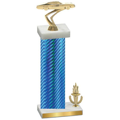 Accented Single Blue Carbon Fiber Victory Cars Trophy