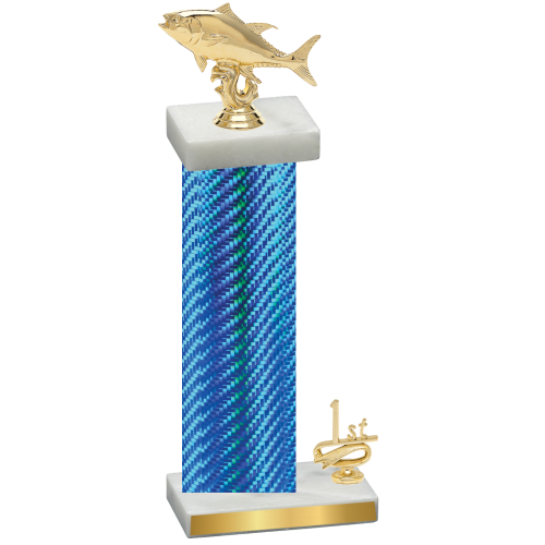 Accented Single Blue Carbon Fiber First Place Fishing Trophy