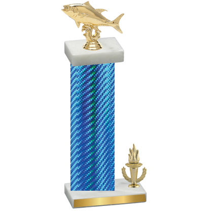 Accented Single Blue Carbon Fiber Victory Fishing Trophy