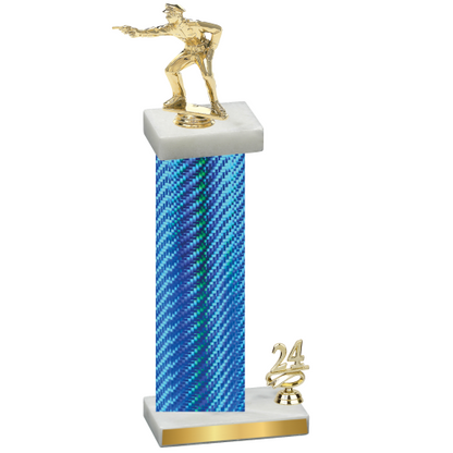 Accented Single Blue Carbon Fiber Year Shooter Trophy