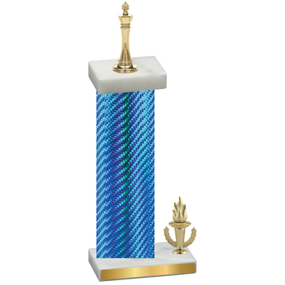 Accented Single Blue Carbon Fiber Victory Chess Trophy