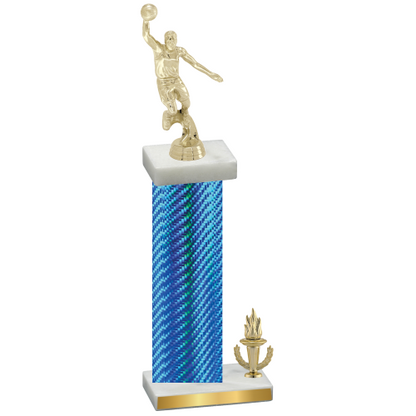 Accented Single Blue Carbon Fiber Victory Basketball Trophy