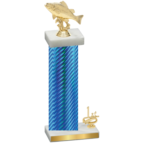 Accented Single Blue Carbon Fiber First Place Fishing Trophy