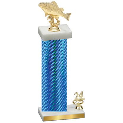 Accented Single Blue Carbon Fiber Year Fishing Trophy
