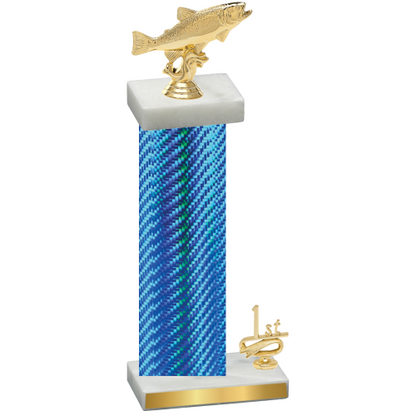 Accented Single Blue Carbon Fiber First Place Fishing Trophy