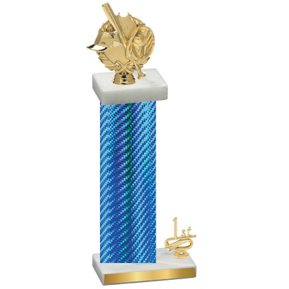 Accented Single Blue Carbon Fiber First Place Baseball Trophy