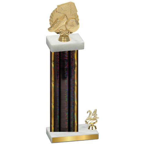 Accented Single Black Glacier Year Soccer Trophy