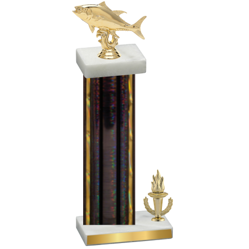 Accented Single Black Glacier Victory Fishing Trophy