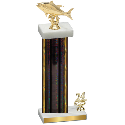 Accented Single Black Glacier Year Fishing Trophy