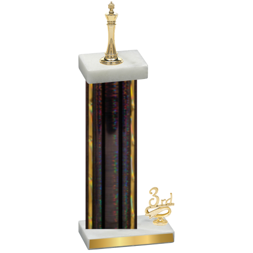 Accented Single Black Glacier Third Place Chess Trophy