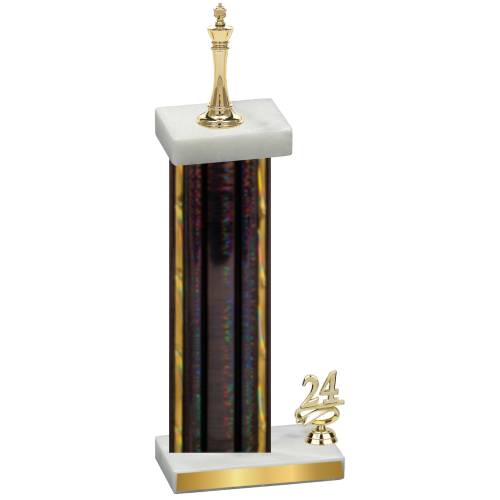 Accented Single Black Glacier Year Chess Trophy