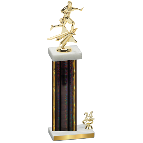 Accented Single Black Glacier Year Flag Football Trophy