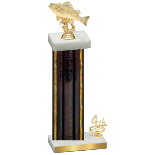 Accented Single Black Glacier Fourth Place Fishing Trophy