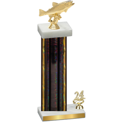 Accented Single Black Glacier Year Fishing Trophy