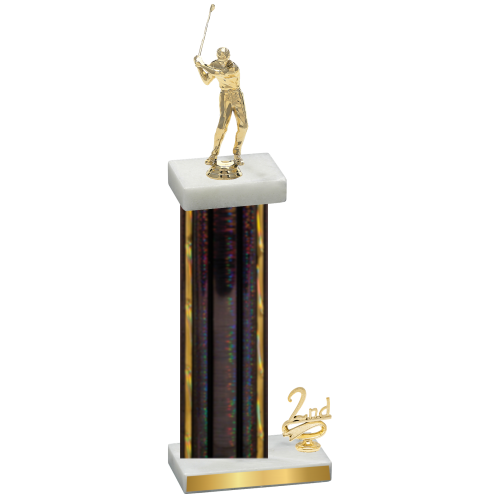 Accented Single Black Glacier Second Place Golf Trophy