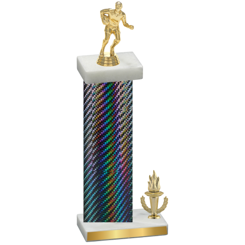 Accented Single Black Carbon Fiber Victory Rugby Trophy