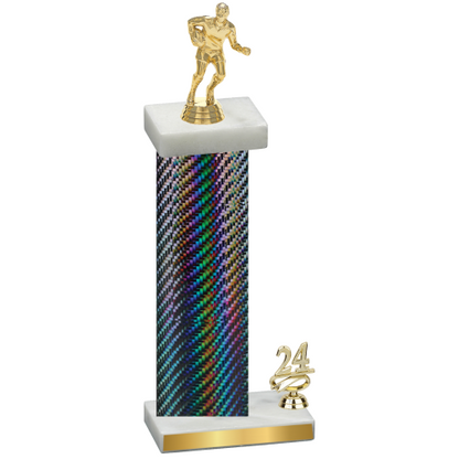 Accented Single Black Carbon Fiber Year Rugby Trophy