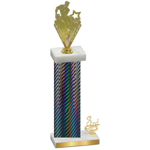 Accented Single Black Carbon Fiber Third Place Rugby Trophy