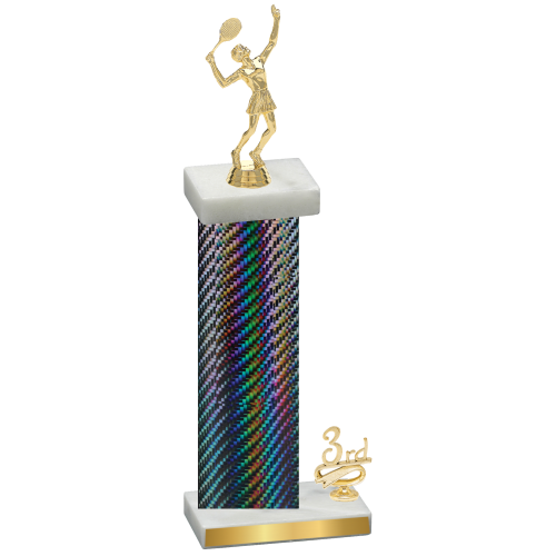 Accented Single Black Carbon Fiber Third Place Tennis Trophy