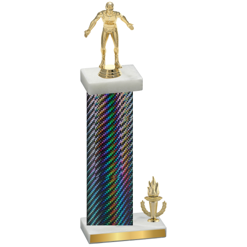 Accented Single Black Carbon Fiber Victory Wrestling Trophy