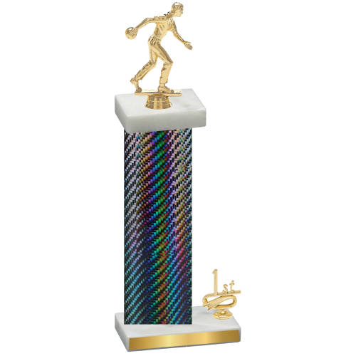 Accented Single Black Carbon Fiber First Place Bowling Trophy