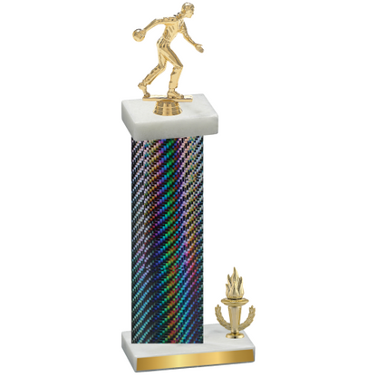 Accented Single Black Carbon Fiber Victory Bowling Trophy