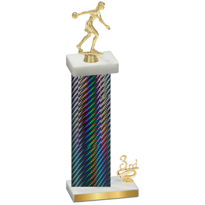 Accented Single Black Carbon Fiber Third Place Bowling Trophy