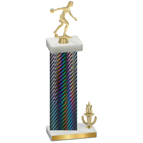 Accented Single Black Carbon Fiber Victory Bowling Trophy