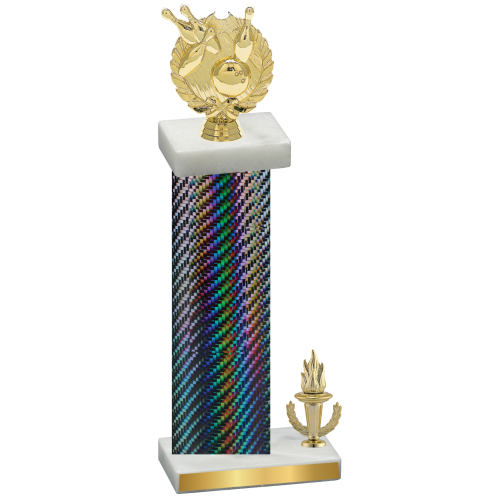 Accented Single Black Carbon Fiber Victory Bowling Trophy