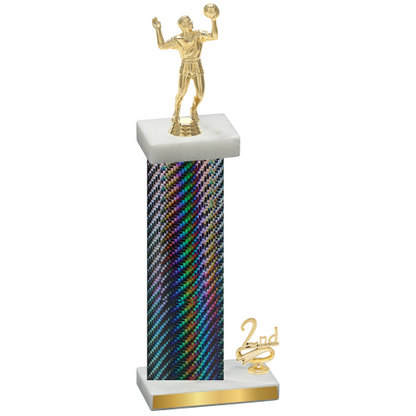 Accented Single Black Carbon Fiber Second Place Volleyball Trophy